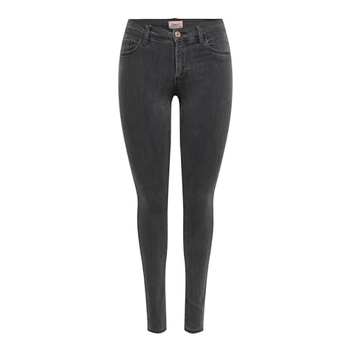 ONLY Women's ONLRAIN Life REG Skinny DNM NOOS Jeans, Dark Grey Denim/Detail:MAS655, L/34