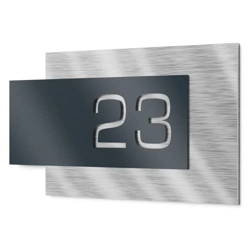 Oferta limitada: Graviers Design placa número para casa exterior – 200x110 mm, acabado antracita RAL 7016, acero inoxidable V2A (AISI 304), personalizable de 28.99 € a 28.99 € (ahorro 0.00%)
