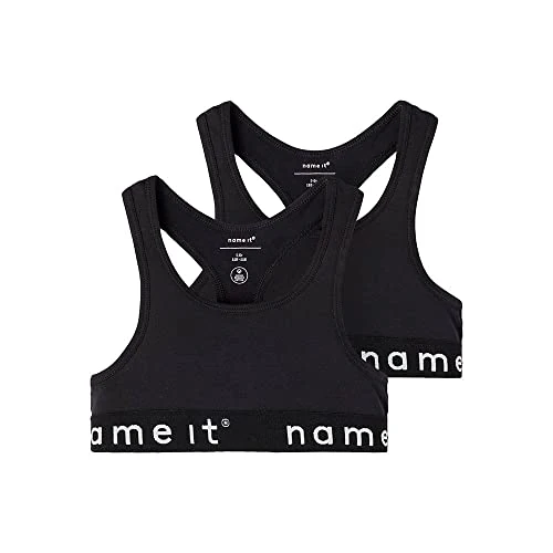 NAME IT Dziewczęcy biustonosz (2 sztuki), Czarny/opakowanie: W/czarny, 158-164