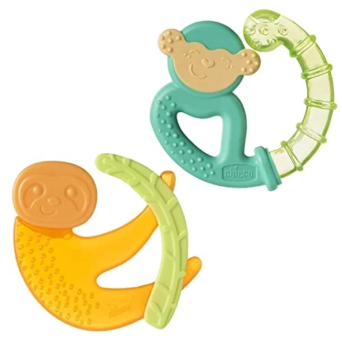 CHICCO - Masseur de dentition réfrigérant, 4 mois +, vert/orange, couleurs assorties