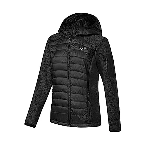 Black Crevice Chaqueta híbrida para mujer en diseño clásico de punto, chaqueta funcional para mujer, chaqueta de mujer con 2 bolsillos con cremallera, chaqueta híbrida para mujer, chaqueta de viaje