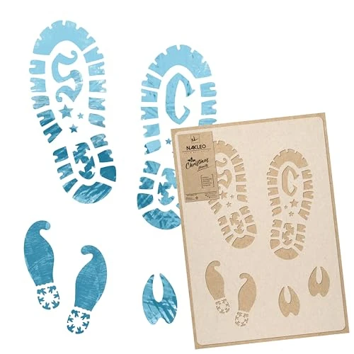 Limited-time offer: NAKLEO Christmas Painting Stencil 43x64cm, Reusable Plastic Template Santa Footsteps Elf Reindeer, Holiday Patterns for Spraying and Drawing, Art and Craft DIY Decoration for Window Wall Wood Door from 27.90 GBP to 27.90 GBP (save 0%)