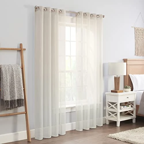 Limited-time offer: ECLIPSE Ines Printed Ombre Textured Light Filtering Grommet Window Curtains for Bedroom (2 Panels), 52 in x 95 in, Ivory from 9.61 £ to 9.61 £ (save 0.00%)