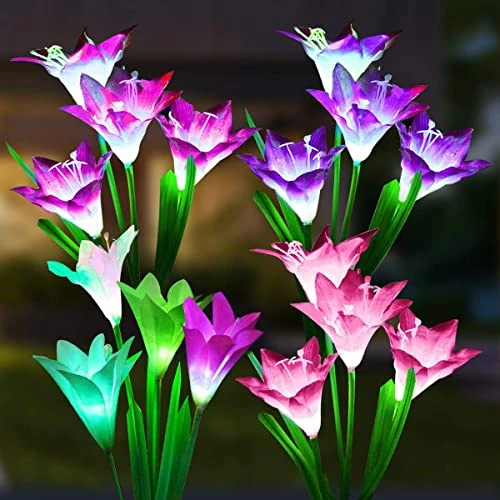Offre limitée : SOLARBABY lampes solaires de d'extérieur jardin, couleurs changeantes avec 16 fleurs de lys solaires plus grandes,IP65 étanche Lampe Solaire pour jardin, patio, allée de décoration,Lot de 4 de 29.99 € à 29.99 € (0.00% de remise)