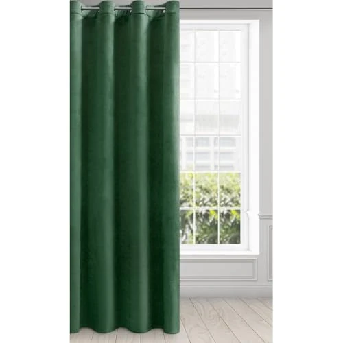 Limited offer: Eurofirany Velvet Super Soft Curtain with Eyelets - 1 Panel, Room Darkening Window Treartment, Drapes for Bedroom, Kitchen, Living Room, W53 x L98, Dark Green from 20.00 EUR to 20.00 EUR (save 0%)