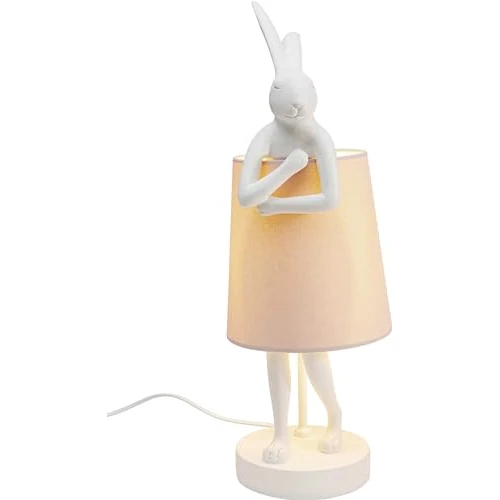 Kare Animal Rabbit Designer Table Lamp Pink/White, Table Light, Animal Bedside Light, Desk Lamp for Kids, Cable Lever Switch, Bulb Not Included