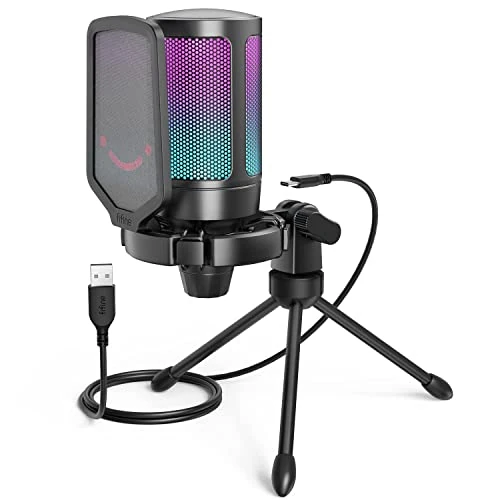 Oferta limitowana: Mikrofon USB FIFINE do gier, pojemnościowy do PS5, szybki przycisk wyciszania, światło RGB, statyw, filtr pop, uchwyt tłumika, do transmisji strumieniowej wideo Discord Twitch Podcast, A6V z 183.33 zł na 183.33 zł (oszczędź 0.0%)