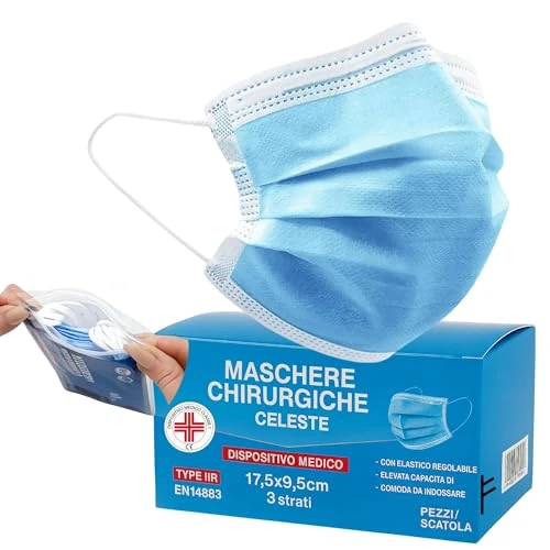 Limited-time offer: S&S Medical 100 Surgical Mascherine 3 Sheets CE Certified in Germany Type IIR 98% Filtration Medical Device 2R Minimizing Health for Your Safety and Protection (Celeste) from 20.11 £ to 20.11 £ (save 0.00%)