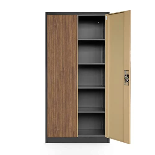 Offre limitee: Jan Nowak Armoire de Bureau Métallique 4 étagères tôle d'acier revêtement en Poudre 195 cm x 90 cm x 40 cm (Anthracite/Imitation Bois) de 309.99 EUR a 229.99 EUR (economie 26%)