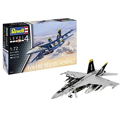 Zeitlich begrenztes Angebot: Revell Modellbausatz F/A-18 Super Hornet I Detaillierte Nachbildung des Kampfflugzeugs I 2 Decalversionen I Maßstab 1:72 mit 97 Teilen I Perfekt für erfahrene Modellbauer und Einsteiger I Kampfjet von 23.99 € auf 23.99 € (0.00