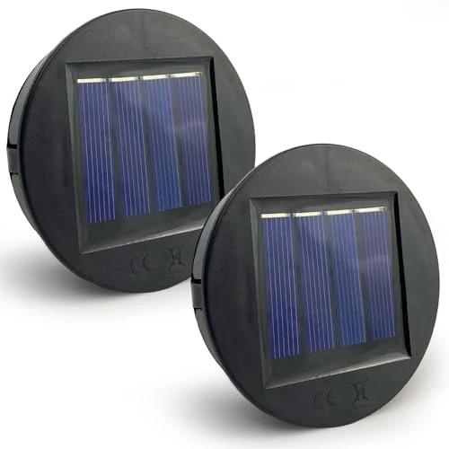 Offerta a tempo: HELESIN 2 pezzi di ricambio per luci solari, 8 cm, 1,2 V, 600 mAh, IP65, pannello solare impermeabile, pannello solare di ricambio per lampade da giardino, lampade solari, lanterna, coperchio fai da - 0.00% da 14.99 € a 14.99 €