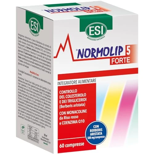 Offerta a tempo: ESI - Normolip 5 Forte, Integratore Alimentare con Berberis, Contribuisce ai Normali Livelli di Colesterolo e Trigliceridi e alla Funzionalità Cardiovascolare, Senza Glutine, 60 Compresse - 52% da 39.90 € a 19.18 €