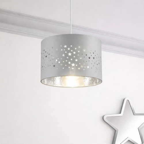 Offerta a tempo: CGC Lighting Paralume per bambini, cameretta, sala giochi, design a stella, installazione semplice, non elettrico, paralumi (Grigio) - 0.00% da 12.99 € a 12.99 €