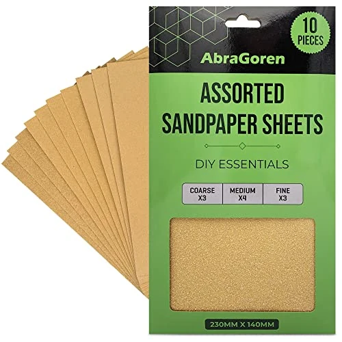 Offre limitée : Lot de 10 feuilles de papier de verre - Grain mixte, 3 fins, 4 moyens, 3 épais - Papier abrasif assorti pour bois et murs (Premium) de 17.12 € à 6.99 € (59.17% de remise)