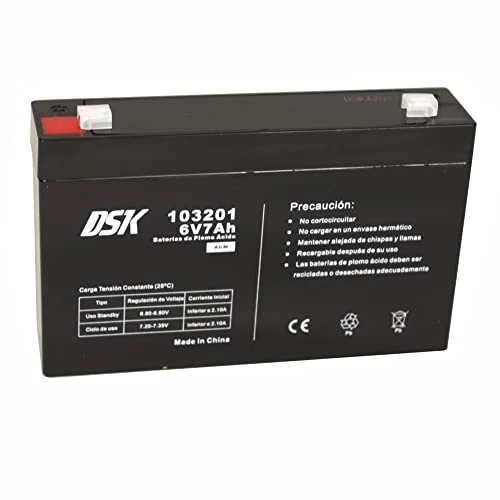 Offerta a tempo: DSK - Batteria al piombo AGM ricaricabile sigillata da 6 V e 7 Ah. Ideale per auto e moto elettriche per bambini, monopattini, sistemi UPS e sistemi di sicurezza e comunicazione, luci di emergenza - 27% da 13.31 € a 9.70 €
