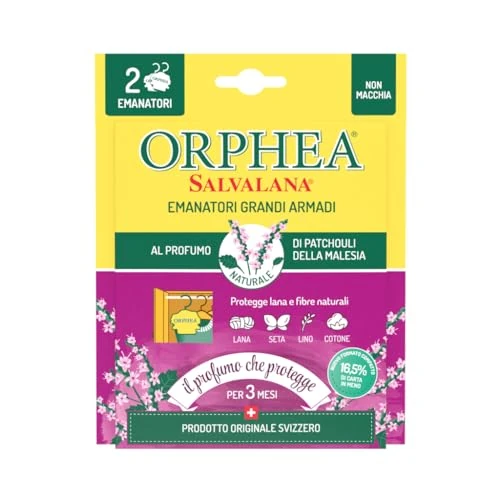 Offerta a tempo: Orphea Salvalana Foglietti per Cassetti e Armadi, Profumo di Patchouli della Malesia - 1 Confezioni da 2 Foglietti Ognuna - 0.00% da 2.99 € a 2.99 €