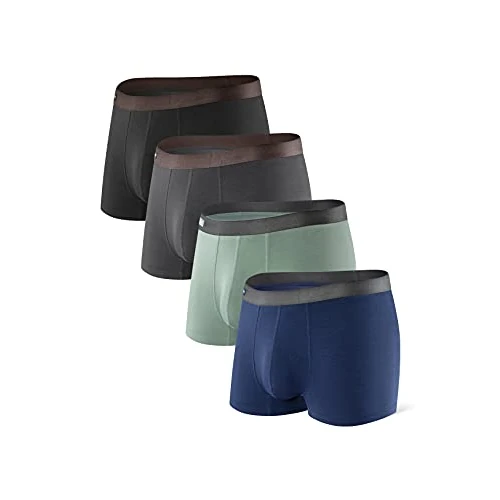 DAVID ARCHY Boxershorts Bambus Herren Retroshorts mit Bulge 3D Tasche Unterhosen Atmungsaktive Ultraweiche Basic Mehrfachpackung 4er Pack