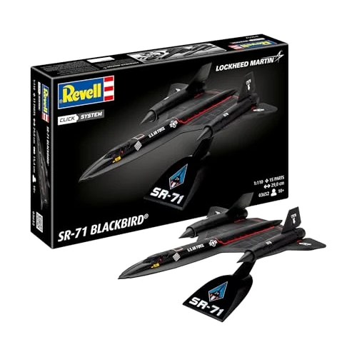 Revell Easy-Click Modellbausatz SR-71 Blackbird I Legendäres USAF-Spionageflugzeug 1:144 I Detailreich, einfacher Zusammenbau durch Stecksystem I Kein Kleben I Für Modellbau-Einsteiger ab 10