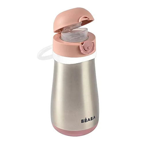 Offerta a tempo: BÉABA, 2 in 1 Bottiglia in Acciaio Inossidabile Bambini, Funzione Bottiglia/Bicchiere, Pulsante Facile Apertura, Solido, Sano, Maniglie Rimovibili, Acciaio Inossidabile Freddo/Caldo, 350ml, Rosa - 5% da 26.37 € a 25.00 €