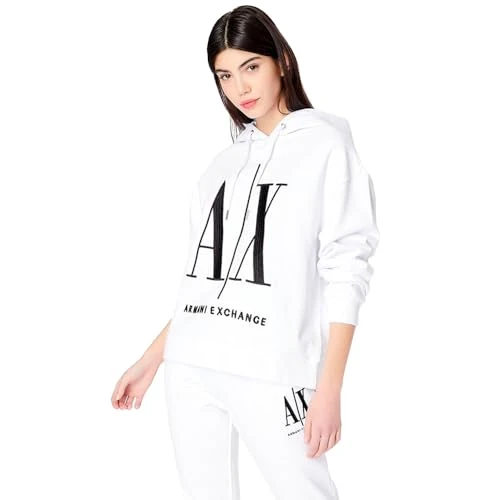 Oferta limitada: Armani Exchange A|X Sudadera con Capucha Icon Project para Mujer, Opt.White, S de 130.00 € a 58.91 € (ahorro 55%)