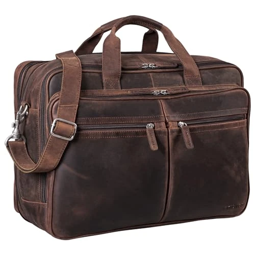 Offre limitée : STILORD 'Gigantus' Sacoche Cuir Homme XXL Serviette en Cuir Sac d'enseignant Sac d'affaire Sac bandoulière Homme Sac Professeur Femme, Couleur:Zamora - Marron de 209.90 € à 209.90 € (0.00% de remise)