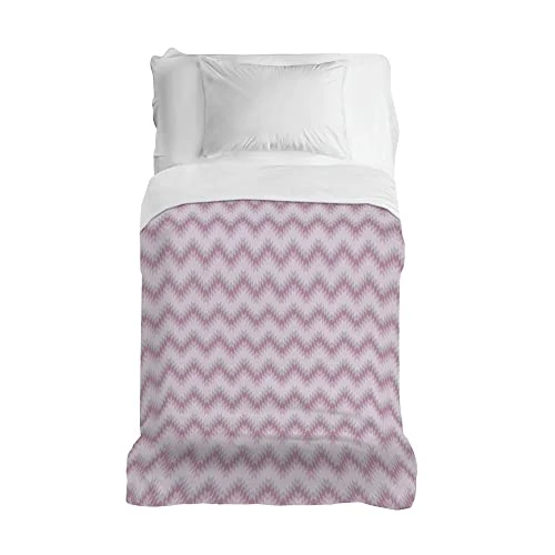 PENSIERI DELICATI Colcha 170 x 280 cm, Solo 100% Algodón Pique, Ideal como Decoración, Manta Guardar Cama Individual, Fantasía Zigzag Rosa 100% Made in Italy