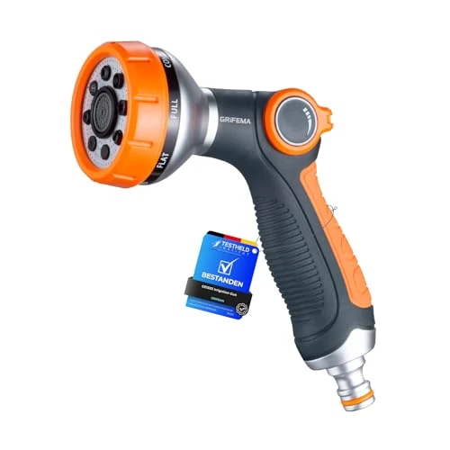 Tijdelijke aanbieding: GRIFEMA GE1303 Tuinslang Spuitpistool, Irrigatiesproeier met 8 Verstelbare Sproeipatronen, Hogedrukslangspuitpistool met Instelbaar Watervolume, voor Gazonbewatering, Autowasstraat, Huisdierendouche van 11.89 € naar 11.89 € (0.00% k