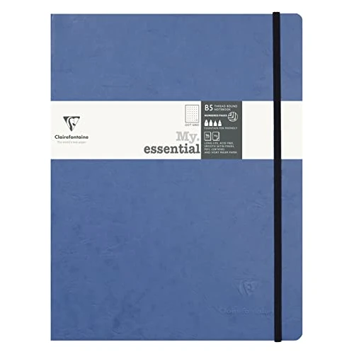 Limited offer: Clairefontaine - Ref 794434C - Age Bag Leatherette "My.Essential" Thread-Bound Notebook (192 Pages) - 19 x 25cm, Dot Rulings, 90gsm Ivory Vellum Paper - Blue from 18.99 USD to 13.19 USD (save 31%)
