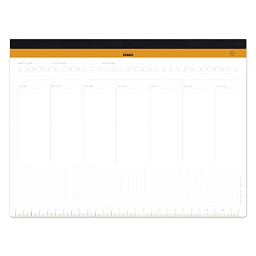 Offerta a tempo: RHODIA 194040C - Sottomano Settimanale telato - A4+ 29,7x22,2 cm - 60 FOGLI Staccabili Microforati 80g/m - supporto per Tastiera/Mouse e Strumento di Organizzazione - Collezione Rhodiatime - 17% da 20.50 € a 17.00 €