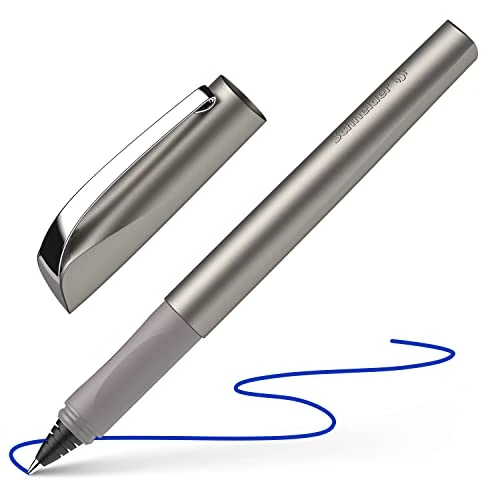 Schneider Ceod Shiny Rollerball Pen - Graphite - Right and Left Handed - Medium Line Width - Includes Royal Blue Ink Cartridge - 186221