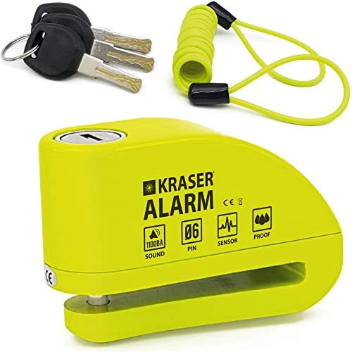 Limited-time offer: KRASER KR6Y Alarm Disc Lock, Reinforced Disc Brake Lock with 3 Keys (Others 2), Heavy Duty Anti-Theft Motorcycle with Alarm,110dB, Weather-Resistant, Reminder Cable, Pouch, Motorbike Moped E-Bike from $34.94 to $34.94 (save 0.00%)