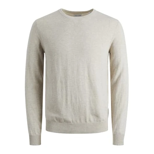 JACK & JONES Jjeemil Knit Crew Neck Noos, Maglione Lavorato a Maglia Uomo, Oatmeal/Detail:Melange, XL