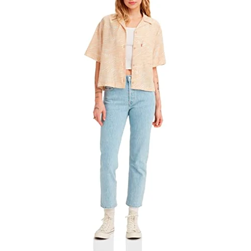 Levi's Dames 501 Crop Jeans, Blauw patroon., 29W / 28L