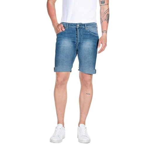 Zeitlich begrenztes Angebot: Replay Herren Jeans Shorts RBJ 901 Tapered-Fit mit Comfort Stretch, Medium Blue 009 (Blau), 29W von 89.00 € auf 63.99 € (28% Rabatt)
