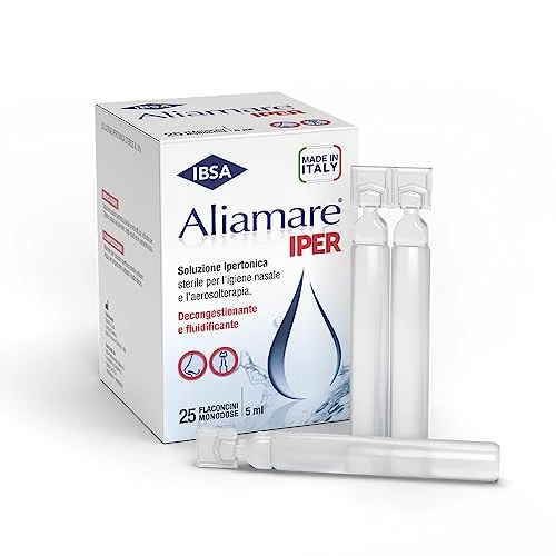 Offerta a tempo: Ibsa Aliamare Iper – 25 flaconcini monodose | Soluzione ipertonica (3%) di acqua di mare. Decongestiona Il Naso E Fluidifica Il Muco - 0.00% da 9.90 € a 9.90 €