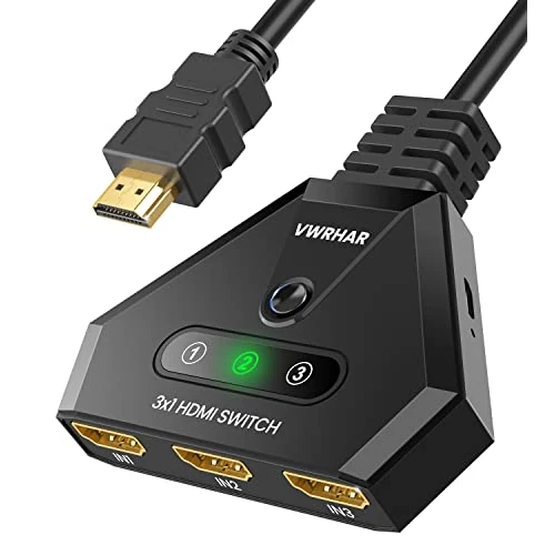 Offre limitée : Switch HDMI, Multiprise HDMI Switch 4K 3 Entrée 1 Sorties Multi HDMI avec Câble Haute Vitesse, Commutateur HDCP 2.2 UHD/3D/4K pour TV Fire Stick, PS5,Sky Box,X Box,Games Consoles,DVD,PC,Roku Etc de 11.99 € à 11.99 € (0.00% de remise)