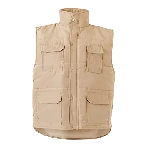 Velilla Gewatteerd vest met meerdere zakken, beige, maat XXXL
