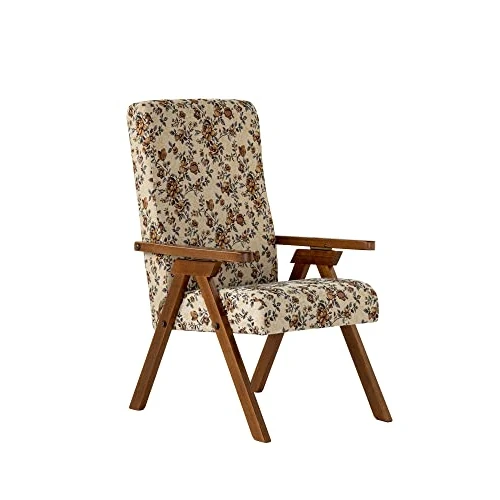 Offre limitée : ESSEGI Fauteuil en Bois FIAMMETTA SRL Relax inclinable Tissu Camelot Fleurs Beige Déhoussable de 170.00 € à 170.00 € (0.00% de remise)