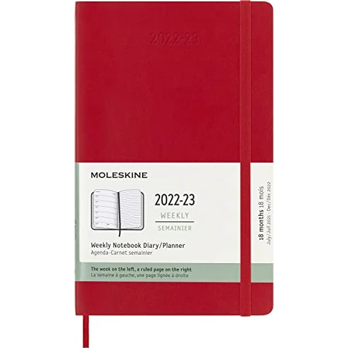 Limited-time offer: Moleskine - 18-Month Weekly Planner/Diary, Weekly Planner 2022/2023, Weekly Notebook with Soft Cover and Elastic Closure, Size Large 13 x 21 cm, Colour Scarlet Red from 18.96 GBP to 18.96 GBP (save 0%)