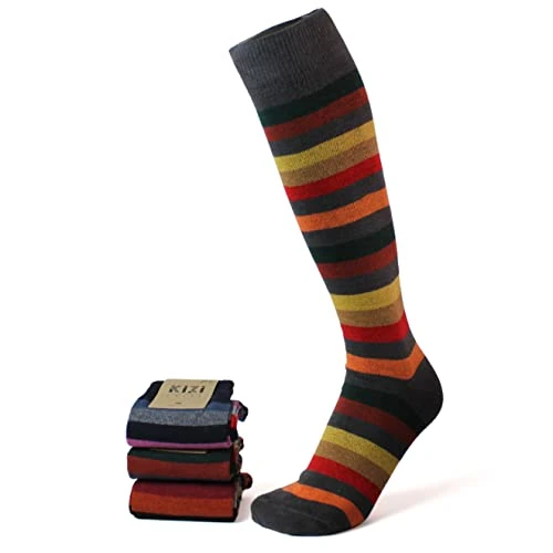 Offerta a tempo: 3 Paia Calze Uomo Lunghe a righe in Cotone Calde e Confortevoli - Made in Italy - Confezione da 3, 4 o 6 PAIA (KIZICalze) (43-46, 3 paia Righe) - 0.00% da 19.50 € a 19.50 €