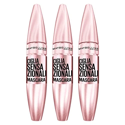 Offerta a tempo: 3x Maybelline New York Ciglia Sensazionali Mascara Volumizzante Colore Very Black Effetto Ventaglio Senza Grumi - 3 Mascara - 6% da 24.99 € a 23.59 €