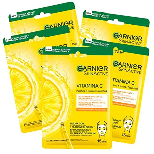 Limitiertes Angebot: Garnier Skin Active Hydra Bomb Stoffmaske, feuchtigkeitsspendend und aufhellend, mit Vitamin C und Hyaluronsäure, für fahle und unebene Haut, 5er-Pack von 17.44 EUR auf 17.44 EUR (Spare 0%)