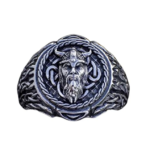Offerta a tempo: PikaLF Anello di Odino per gli uomini, anello di testa di Odino vichingo norreno, anello di nodo celtico vichingo, anello amuleto di Odino celtico vintage (27) - 35% da 17.99 € a 11.69 €