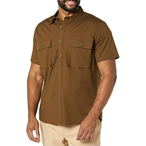 Limited-time offer: Amazon Essentials Men's Slim-fit Short-Sleeved Two-Pocket Utility Shirt, Dark Olive, XXL from 7.79 £ to 5.91 £ (save 24%)