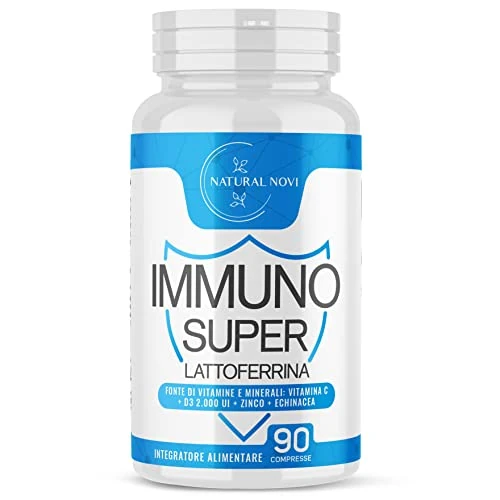 Offerta a tempo: Immuno Super Lattoferrina Pura | 90 Compresse alto dosaggio | 3 mesi di Fornitura | con Vitamina D 2.000 UI | Echinacea | Vitamina C | Zinco | Immuno Stimolante | Rinforza sistema Immunitario - 34% da 29.97 € a 19.90 €