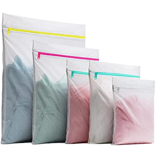 Limited-time offer: YOGINGO Mesh Laundry Bags Set with Zips, Net Wash Bags for Delicates, Clothing, Travel Storage Organization (5pcs De, S, M, L, XL, Polyester, Zipper Closure, Machine-Safe) from 7.99 £ to 7.99 £ (save 0.00%)