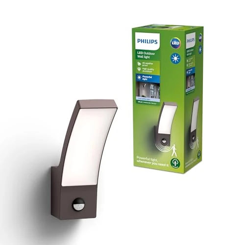 Offerta a tempo: Philips Splay Applique LED, Lampada da Esterno, 12 W, 1600 lm, Luce Bianca Fredda 4000 K, Resistente a Intemperie IP44, Sensore di Movimento a Infrarossi, LED Integrato, Durevole, Alluminio, Antracite - 46% da 89.90 € a 48.39 €