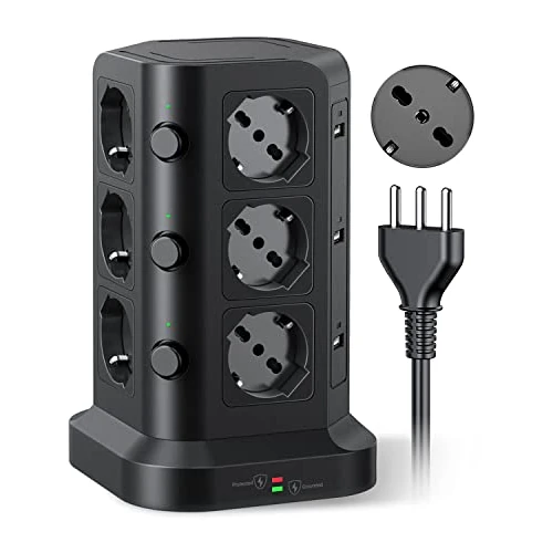 Offerta a tempo: KOOSLA Multipresa ITA/Schuko 12 Prese 6 USB, 2M, Nero - 0.00% da 45.99 € a 45.99 €