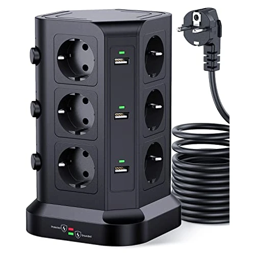 Oferta limitada: KOOSLA Regleta Vertical, 12 Enchufes, 6 USB | 12 Enchufes, 6 USB, 4000W/16A, 3 Interruptores, Protección contra Sobretensión de 49.99 € a 45.12 € (ahorro 10%)