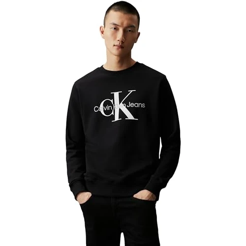 Limitiertes Angebot: Calvin Klein Herren Sweatshirt Core Monologo ohne Kapuze, Schwarz (Ck Black), XL von 89.90 EUR auf 44.00 EUR (Spare 51%)
